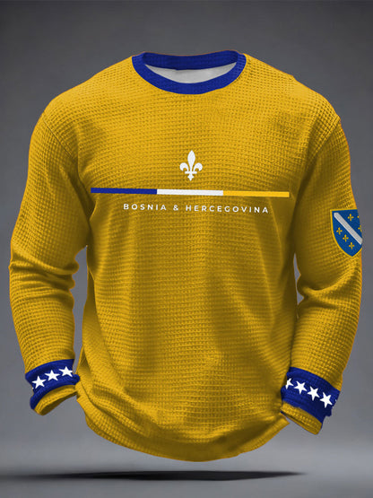 Herren Bosnien ZMAJEVI Fußballfan bedruckte Waffelpullover