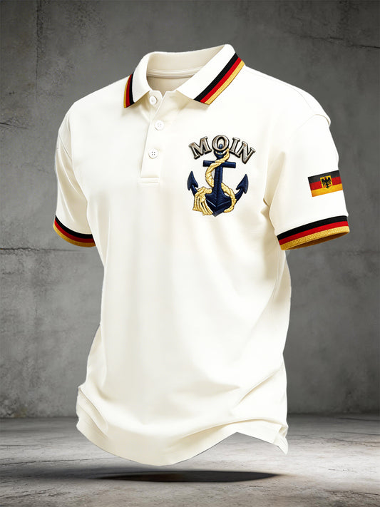 Herren Off-White deutsches Moin Vintage-Print lässiges Poloshirt