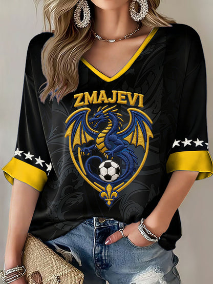 Damen-T-Shirt Bosnien ZMAJEVI Fußballfan-Print