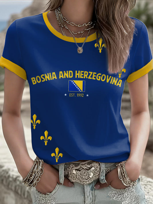 Damen-T-Shirt Bosnien ZMAJEVI mit Fußballmotiv und Aufdruck