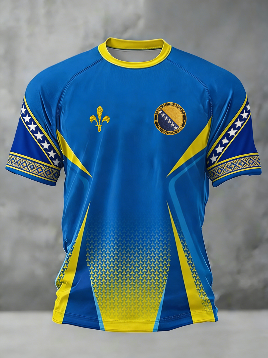Herren Bosnien ZMAJEVI Fußballfan bedrucktes Kurzarm-T-Shirt