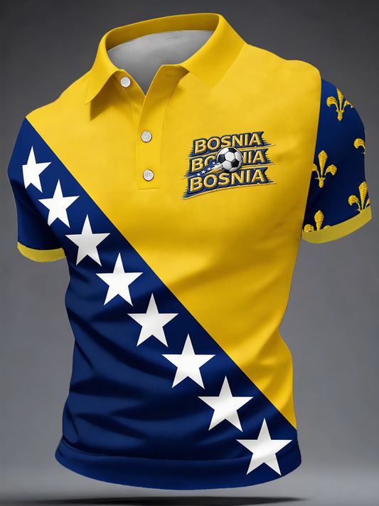 Herren Bosnien ZMAJEVI Fußballfan bedrucktes Poloshirt