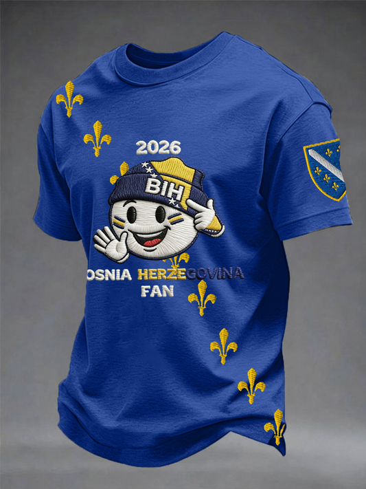 Herren Bosnien ZMAJEVI Fußballfan bedrucktes Kurzarm-T-Shirt