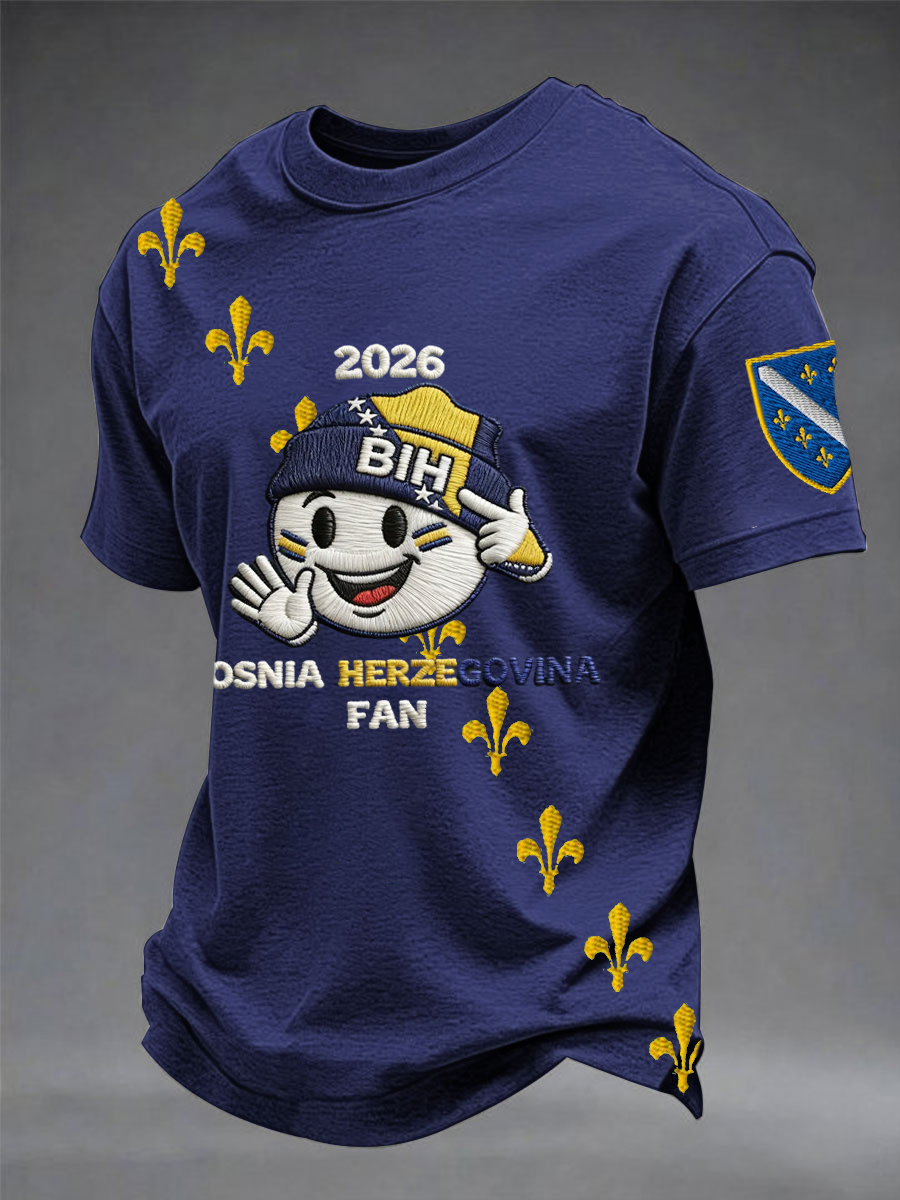 Herren Bosnien ZMAJEVI Fußballfan bedrucktes Kurzarm-T-Shirt