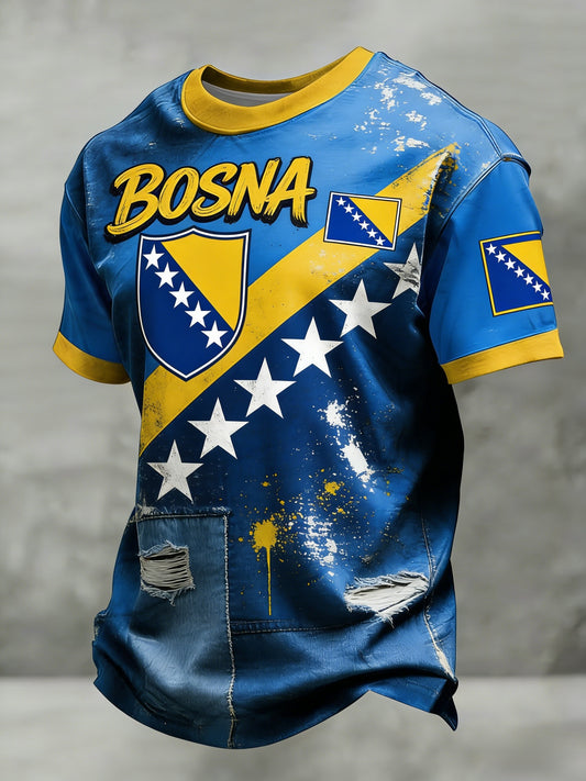 Herren Bosno ZMAJEVI Fußballfan-Print-T-Shirt