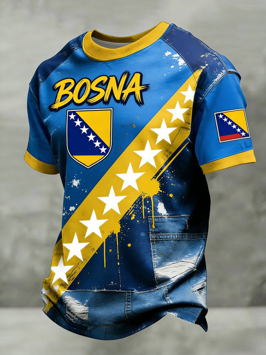 Herren Bosno ZMAJEVI Fußballfan-Print-T-Shirt