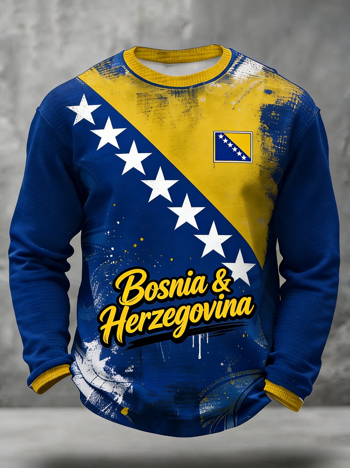 Herren Bosnien ZMAJEVI Fußballfan bedruckte Waffelpullover