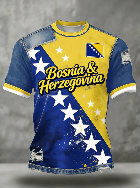 Herren Bosno ZMAJEVI Fußballfan-Print-T-Shirt