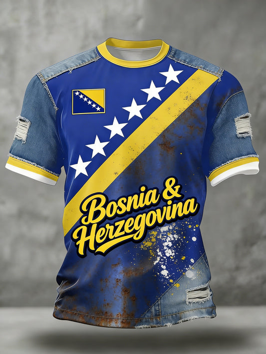 Herren Bosno ZMAJEVI Fußballfan-Print-T-Shirt