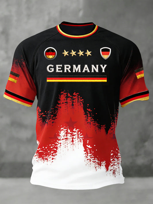 Herren-Flag-Football-Druck-Lässiges Drop-Shoulder-Jersey-T-Shirt mit deutscher Flagge