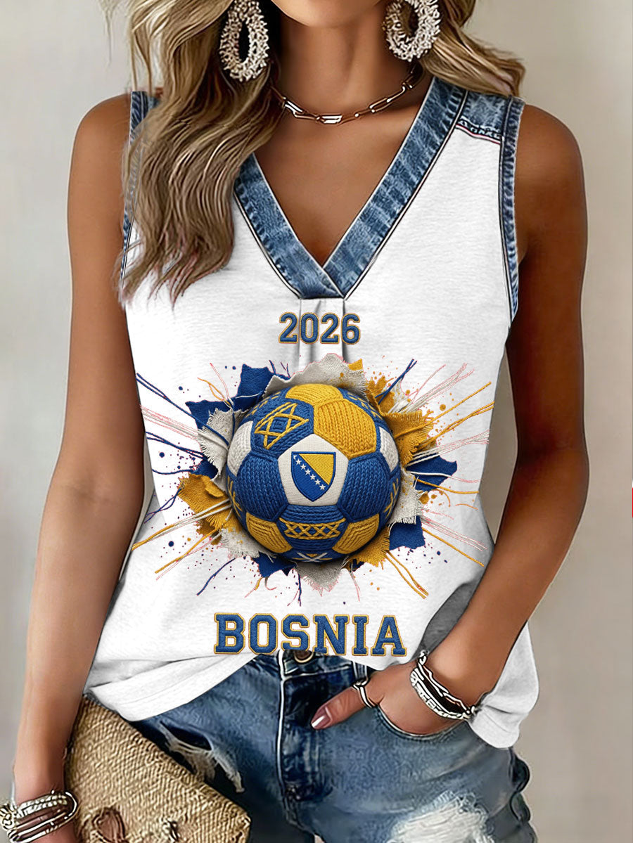 Damen-Fußball-Liebhaber-Vest von Bosnien mit ZMAJEVI-Print