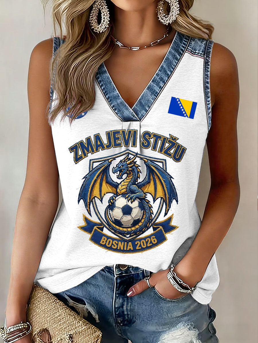 Damen-Fußball-Liebhaber-Vest von Bosnien mit ZMAJEVI-Print