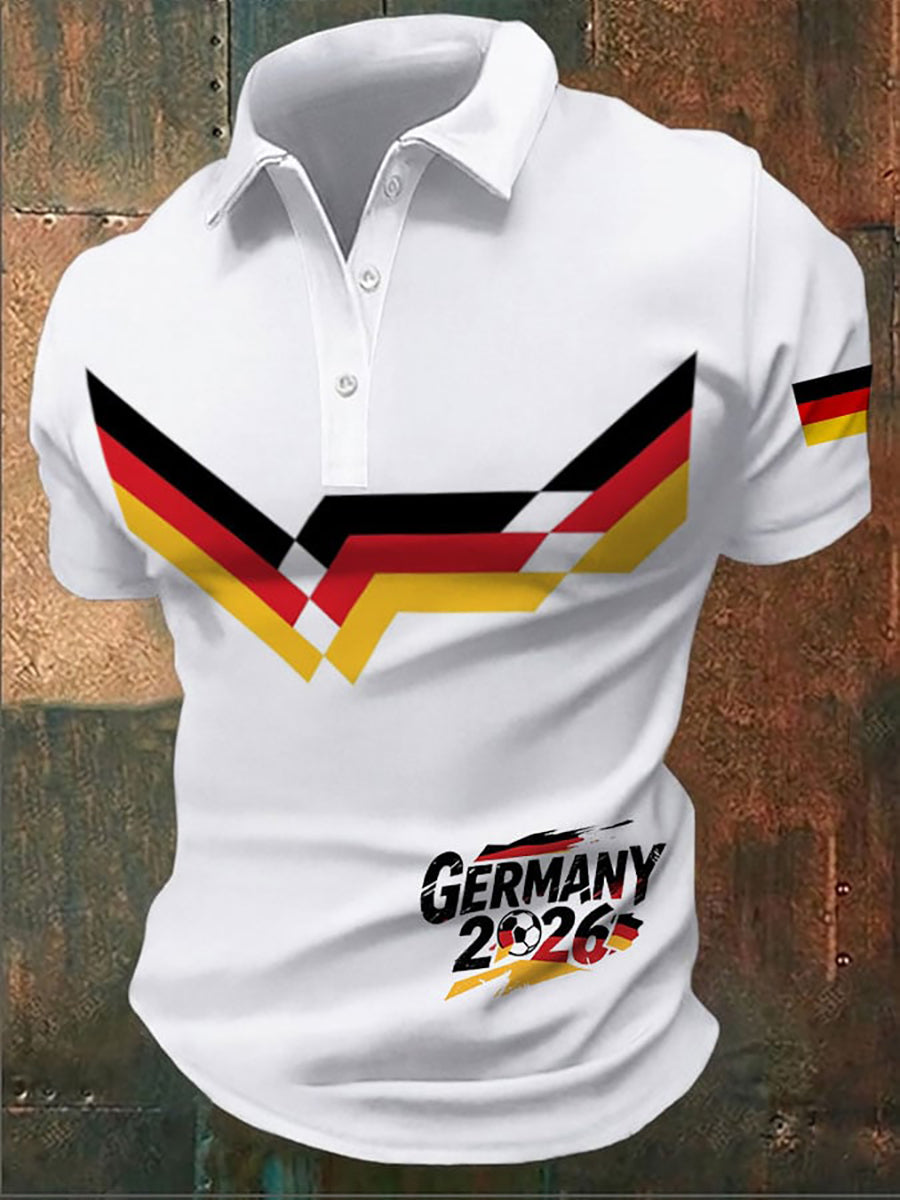 Herren-Fußballfan-Shirt aus Deutschland mit Print und kurzen Ärmeln
