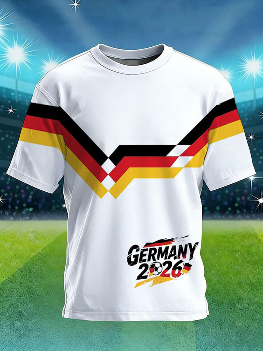 Herren-Fußballfan-Shirt aus Deutschland mit Print und kurzen Ärmeln