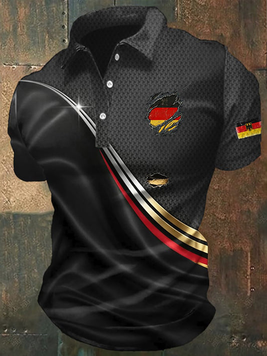 Herren-Fußballfan-Shirt aus Deutschland mit Print und kurzen Ärmeln