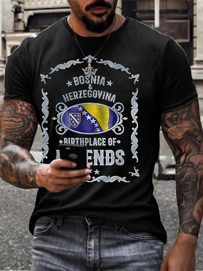 Herren-T-Shirt mit Bosnien-Sportliebhaber-Print