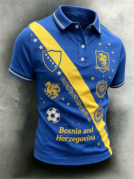 Herren-Fußballspiel von Bosnien bedrucktes Freizeit-Poloshirt