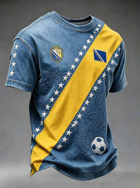 Herren-Fußballspiel von Bosnien bedrucktes Freizeit-T-Shirt