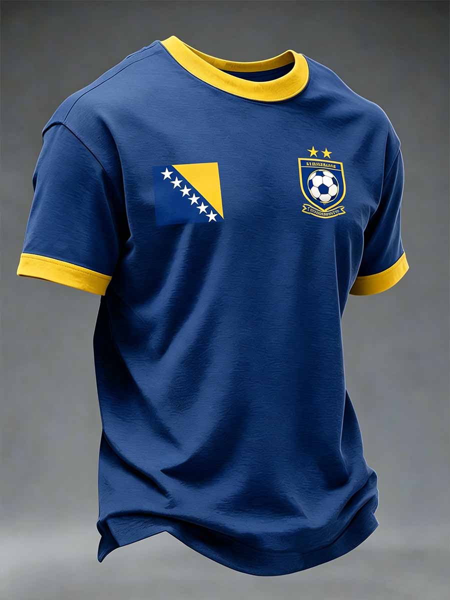 Herren Bosnien Fußballspiel Gedrucktes lässiges T-Shirt