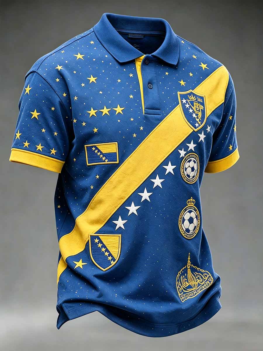 Herren Bosnien Fußballspiel Bedrucktes lässiges Polos hirt