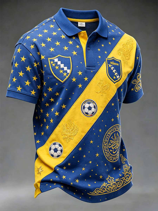 Herren-Fußballspiel von Bosnien bedrucktes Freizeit-Poloshirt