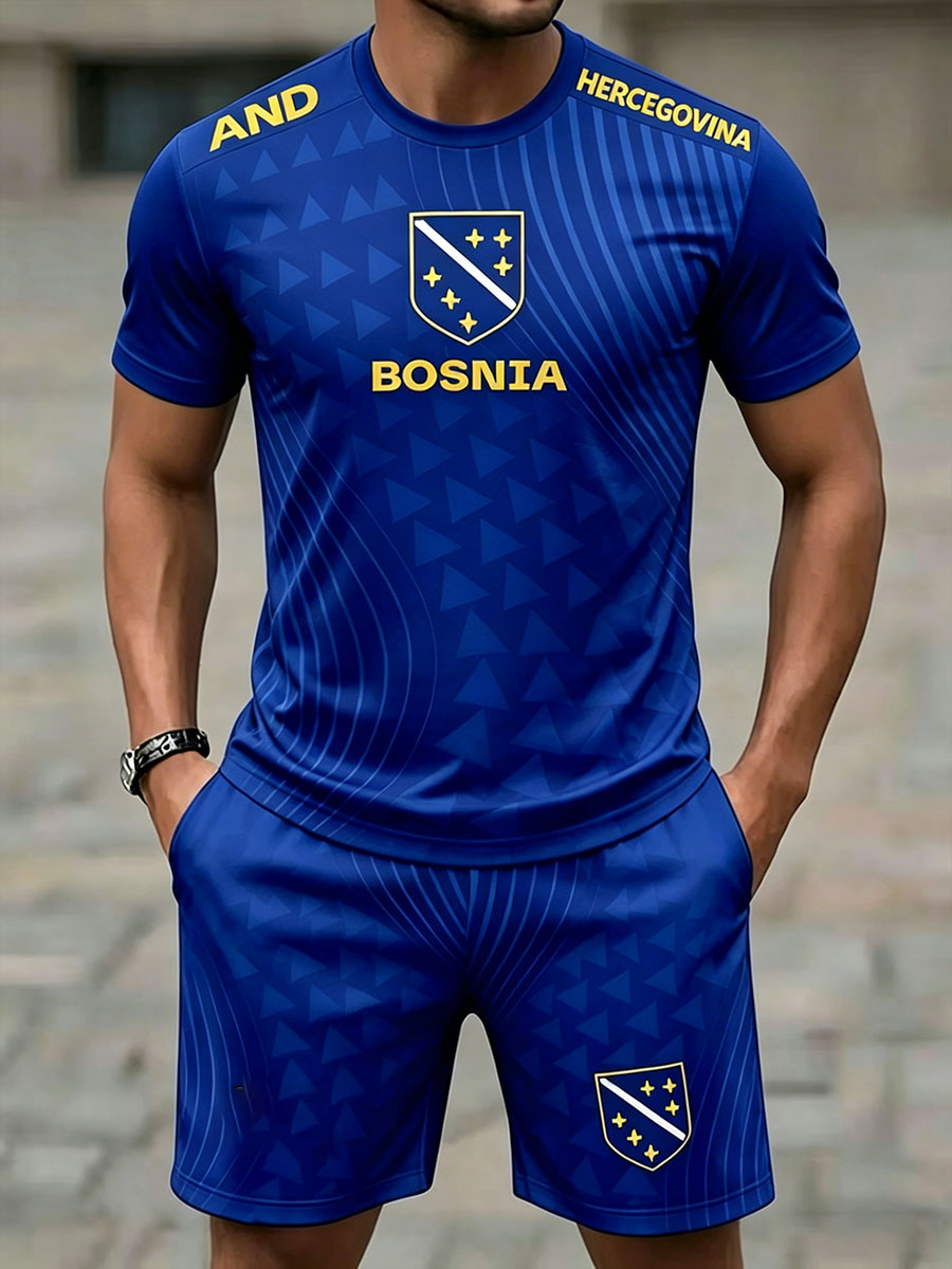 Herren-Set mit Bosnien-Sportliebhaber-Print