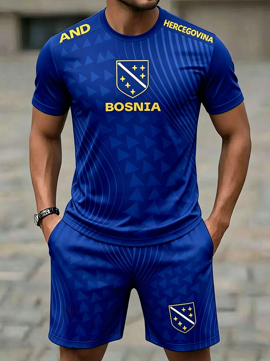 Herren-Set mit Bosnien-Sportliebhaber-Print