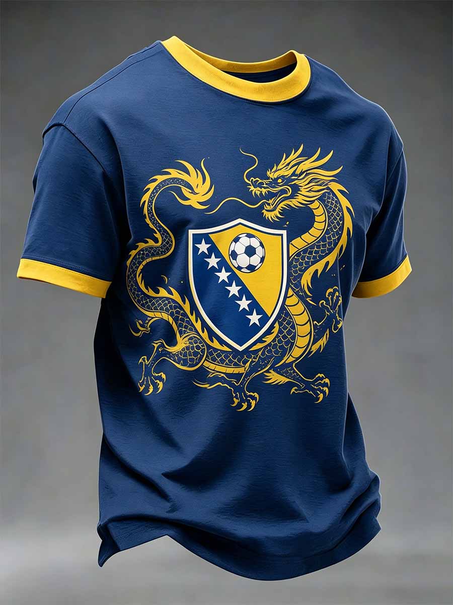 Herren-Fußballspiel von Bosnien bedrucktes Freizeit-T-Shirt