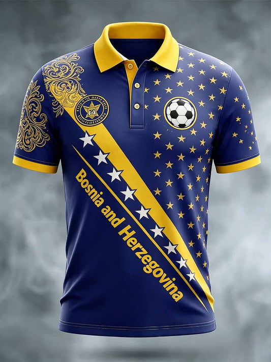 Herren-Fußballspiel von Bosnien bedrucktes Freizeit-Poloshirt