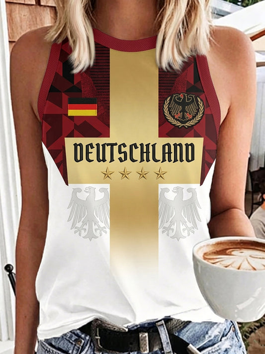 Damen-Graphic-Weste mit Fußballmotiv in Deutsch