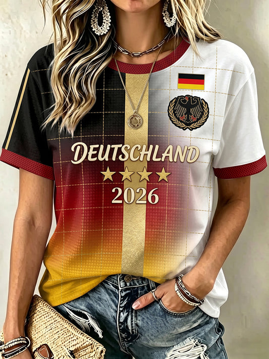 Damen-Graphic-T-Shirt für deutsche Fußballfans
