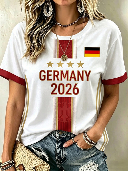 Damen-Graphic-T-Shirt für deutsche Fußballfans