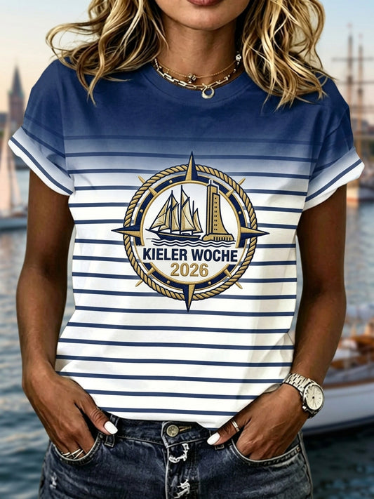 Damen-Kieler-Woche-Print-Lässiges T-Shirt