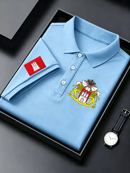 Herren-Hafengeburtstag-Print-Shirt mit kurzen Ärmeln