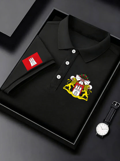 Herren-Hafengeburtstag-Print-Shirt mit kurzen Ärmeln