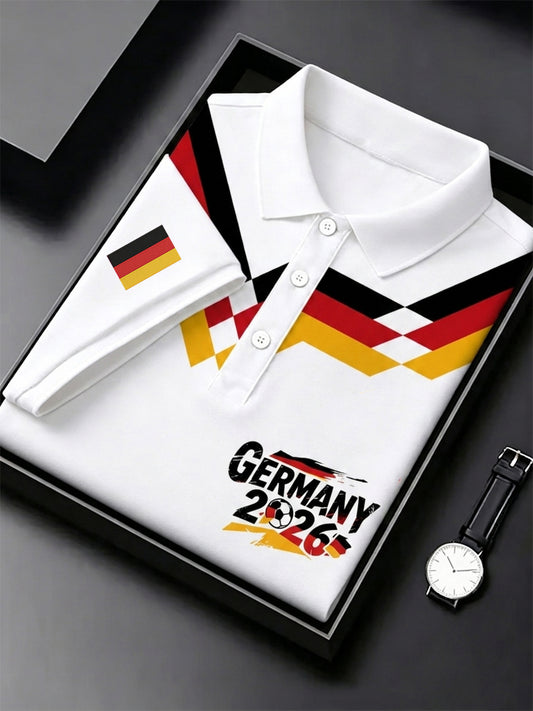 Herren-Fußballfan-Shirt mit Deutschland-Print und kurzen Ärmeln