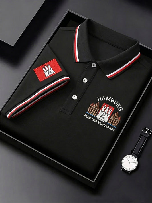 Herren-Hafengeburtstag-Print-Shirt mit kurzen Ärmeln