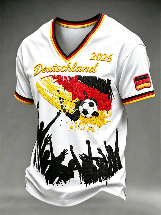 Herren T-Shirt mit V-Ausschnitt, Weiß, Deutschland, 2026