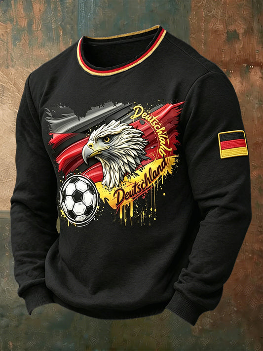 Herren-Adler mit deutscher Flagge Fußball druck lässig lang ärmelig T-Shirt