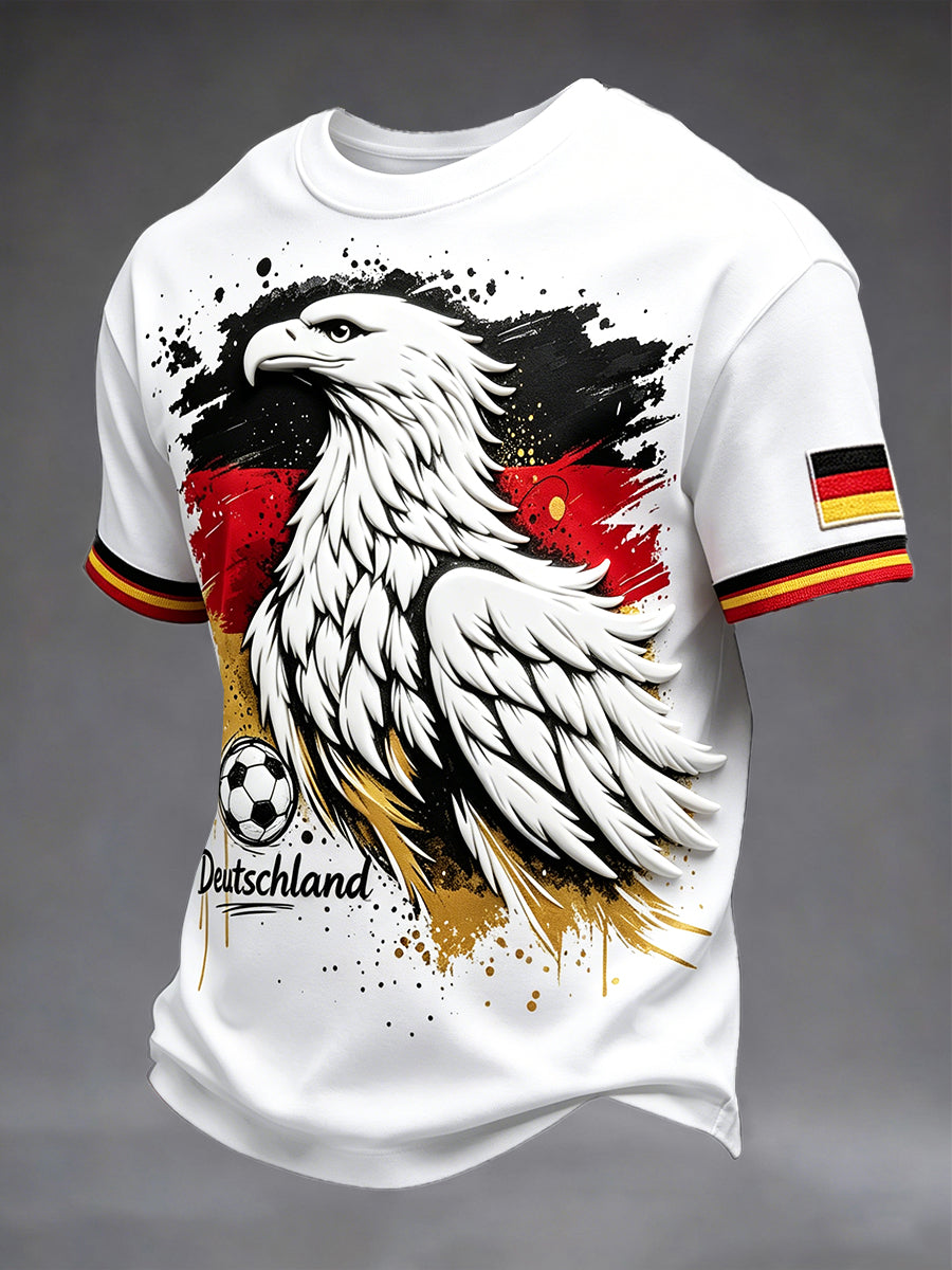 Herren Weiß Deutscher Fußball Adler 2026 Print Casual T-Shirt