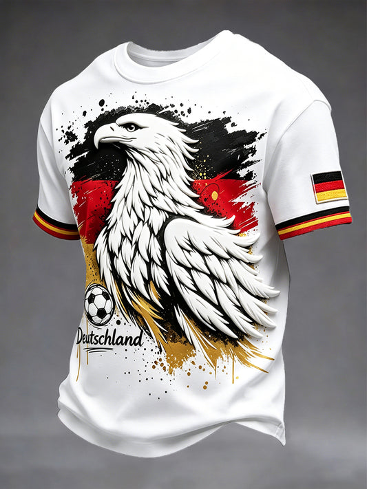 Herren Weiß Deutscher Fußball Adler 2026 Print Casual T-Shirt