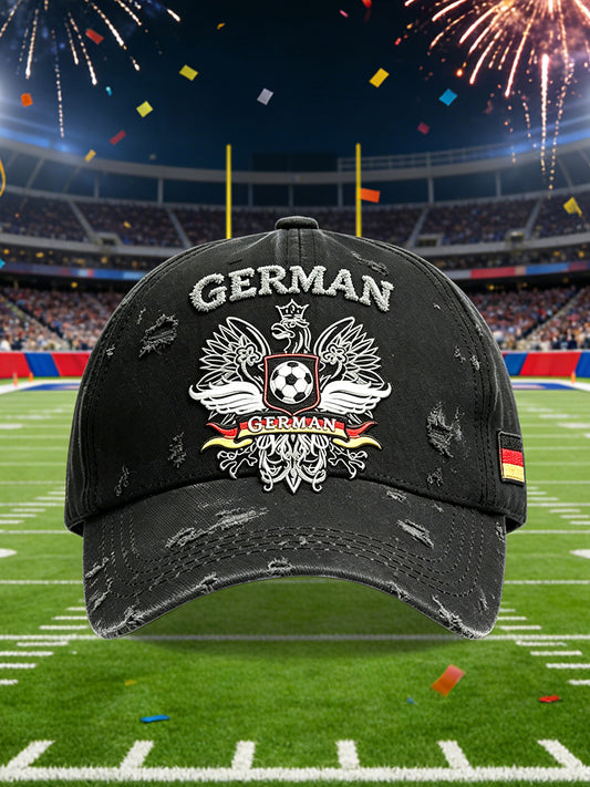 Schwarze deutsche Flag-Football-Print-Kapuzen-Casual-Mütze