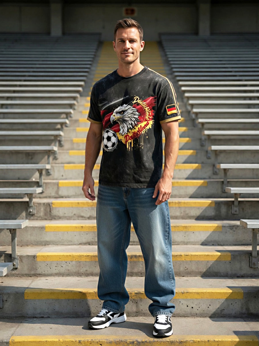 Bedrucktes, lockeres T-Shirt in Vintage-Optik mit kurzen Ärmeln
