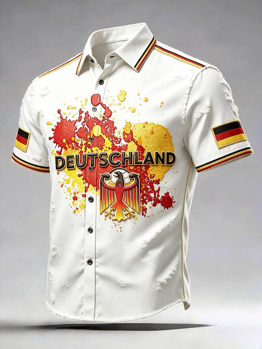 Herren-Retro-Old‑School‑T-Shirt in Weiß mit deutschem Fußballmotiv, lässig, kurzärmlig