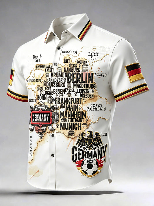 Herren-Fußball-Druck-Lässiges Kurzarm-Shirt