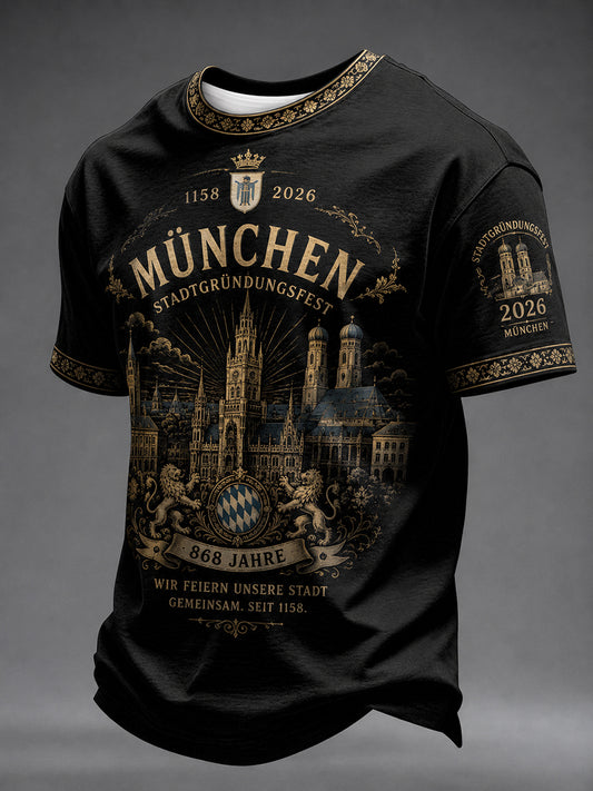 Herren T-Shirt mit Stadt gründungs fest Print
