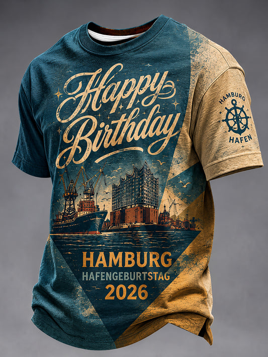 Herren-T-Shirt zum Geburtstag des Hamburger Hafens