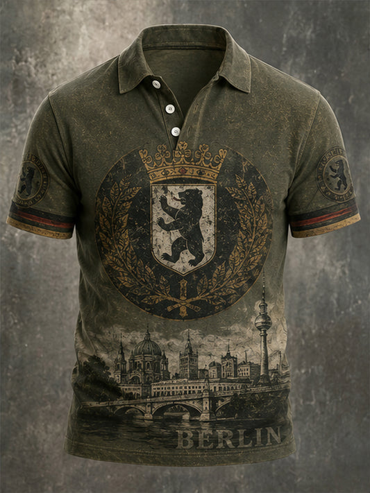Herren-Retro-Hemd aus Berlin mit Kurzarm und Print