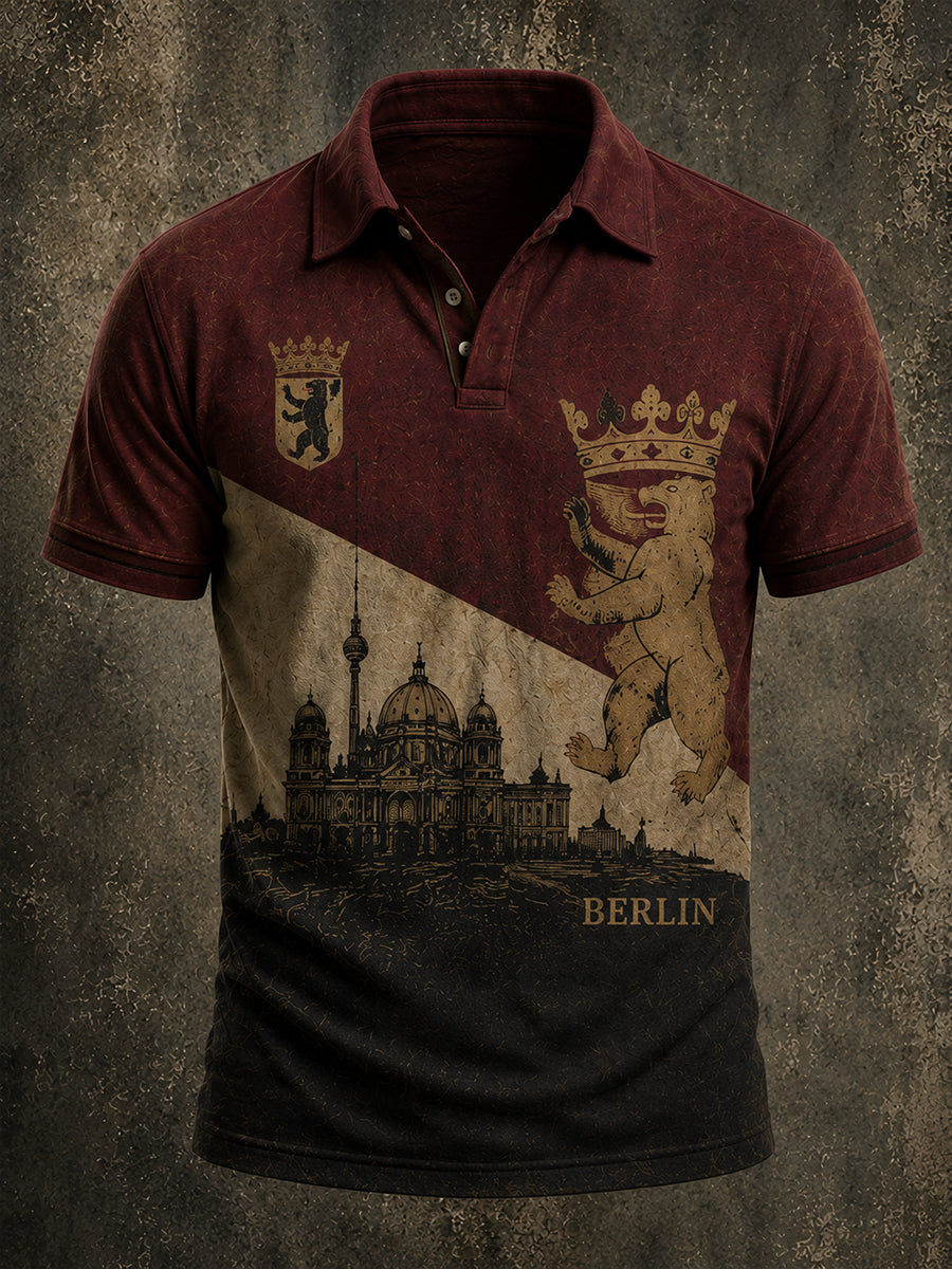 Herren-Retro-Hemd aus Berlin mit Kurzarm und Print