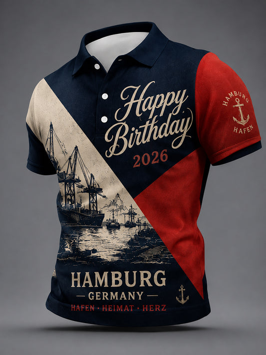 Herren-T-Shirt zur Erinnerung an den Geburtstag des Hamburger Hafens